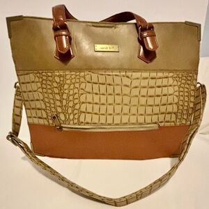 Nicole Lee Vintage Croc Embossed Tote Bag with Crossbody Strap